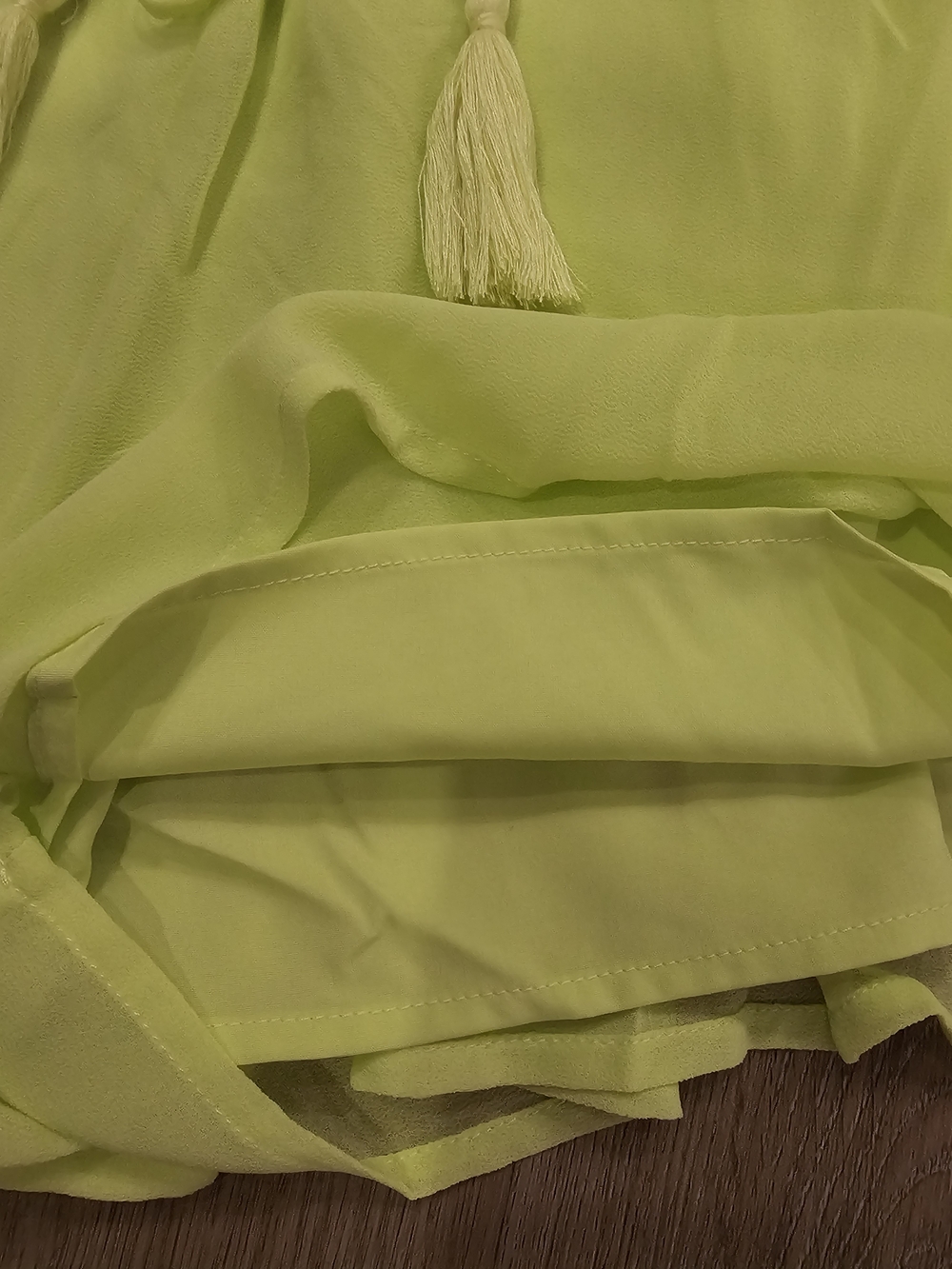 NWT Naked Zebra Neon Lime Green Cold Shoulder Romper With Tassles in Small - Picture 4 of 6
